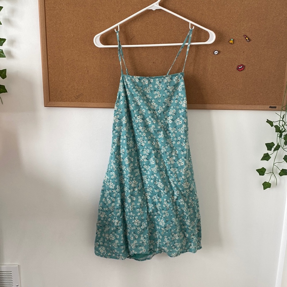 Mini Green/Teal Floral Summer Dress